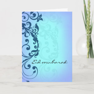 Eid mubarak - blått gratulationskort helgkort