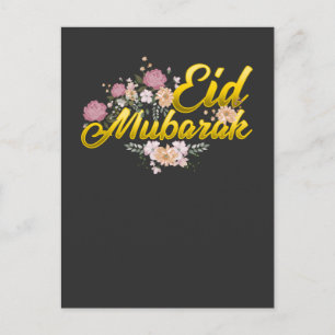 Eid Mubarak Blommigt Islamic Muslim Flower Woman Vykort
