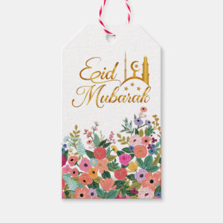 Eid mubarak blommigt presentetikett
