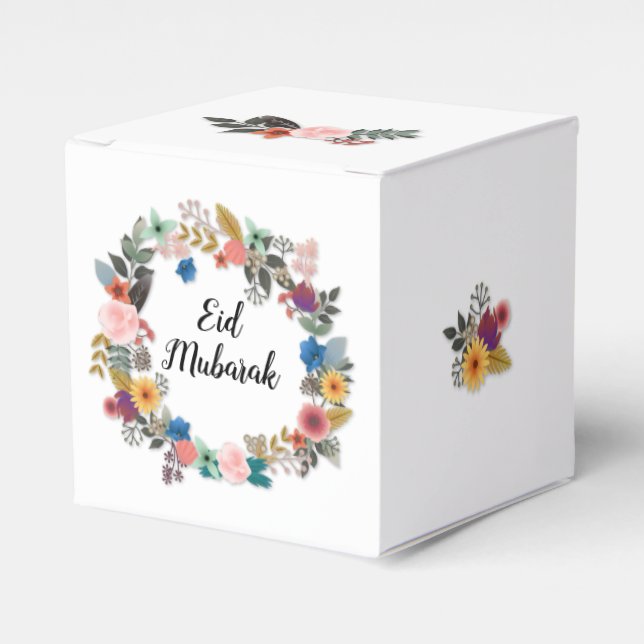 EID MUBARAK BLOMMIGT WREATH FAVOR CUBE PRESENTASKAR (Framsidan Sidan)