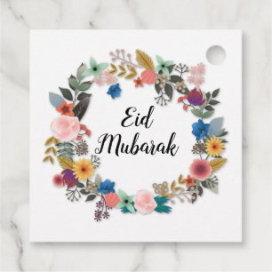 EID MUBARAK BLOMMIGT WREATH FAVOR-TAGGAR GÅVOR ETIKETTER