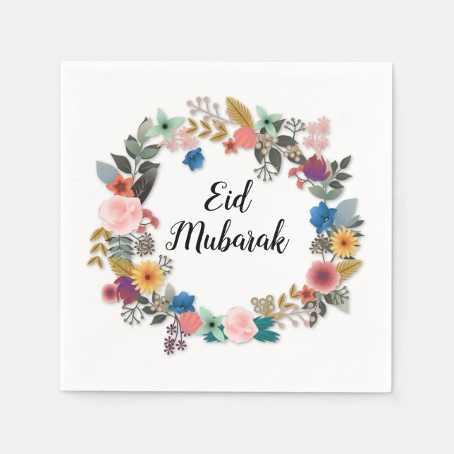 EID MUBARAK BLOMMIGT WREATH NAPKINS PAPPERSSERVETT (Framsidan)
