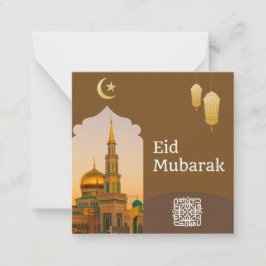Eid Mubarak Brown och Guld med Golden Text Anteckningskort