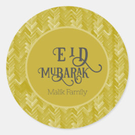 Eid Mubarak Chevron Vintage Guld Personlig Runt Klistermärke