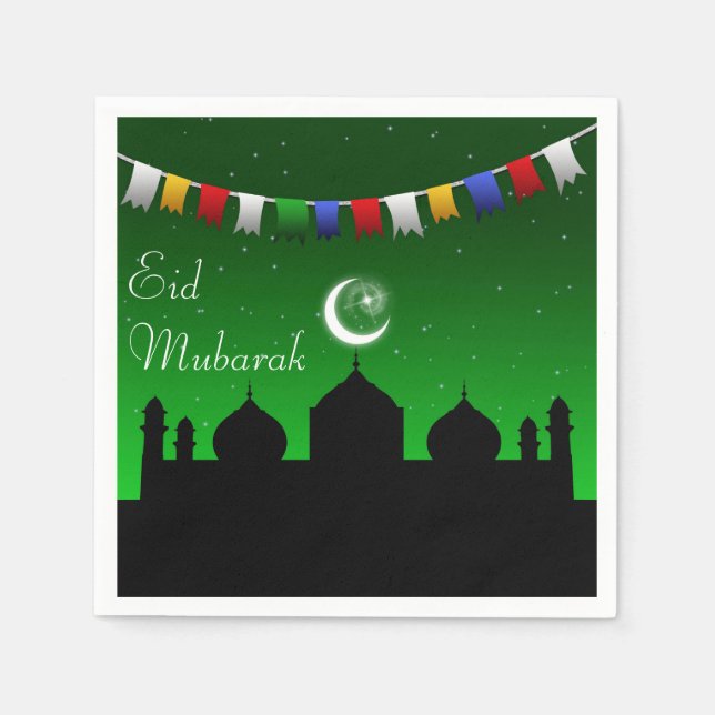 Eid Mubarak Colorful Garland Pappersservett (Framsidan)