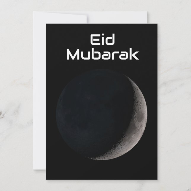 Eid Mubarak Crescent måne ljus vid ljus Meddelande (Framsida)