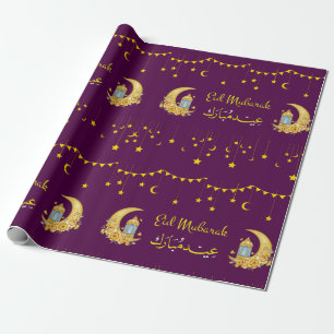 Eid Mubarak Cresent Måne Islamic Wrapping Papper Presentpapper