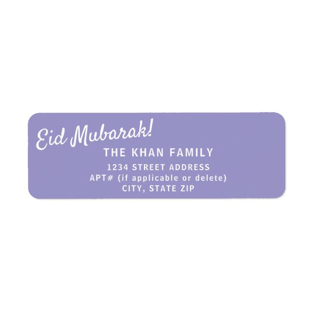 Eid Mubarak Cute Returadress Sticker-etikett Returadress Etikett (Framsidan)