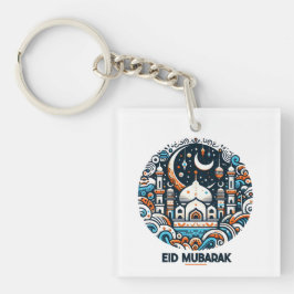 Eid Mubarak Decorating Crescent Colorful Mosque Ar