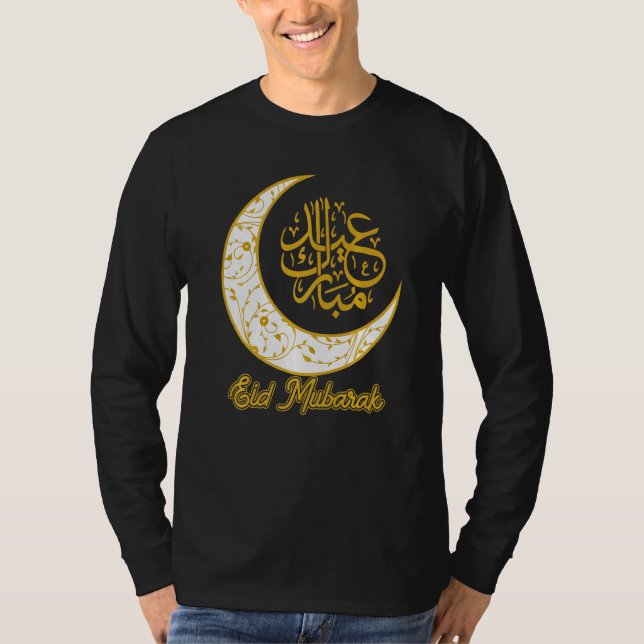 Eid Mubarak Eid Al Fitr Crescent Måne Arabiska Cal T Shirt (Framsida)