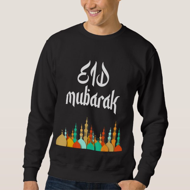 Eid Mubarak Eid Alfitr Mubarak Kareem Islamic Eid Lång Ärmad Tröja (Framsida)
