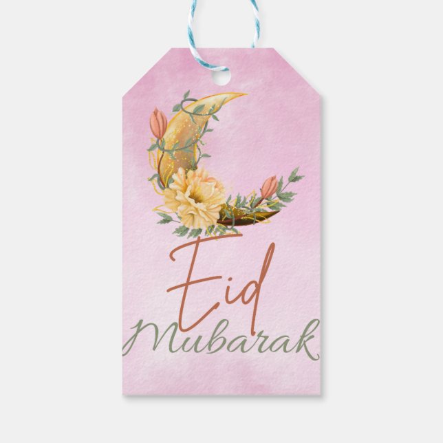 Eid Mubarak Eid Blommigt Måne Gift Märkre Presentetikett (Baksidan)