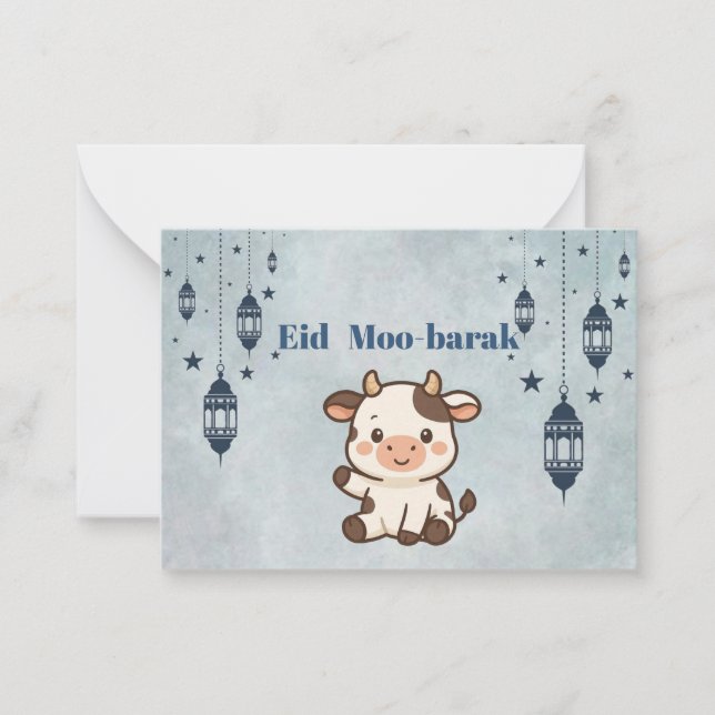 Eid mubarak, Eid ul adha ko funny rolig skämt blå  Anteckningskort (Framsida)
