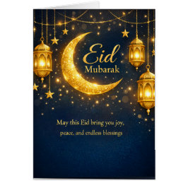 Eid Mubarak Eleganta Lyktor & Halvmåne hälsning Hälsningskort