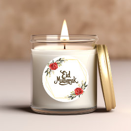 Eid Mubarak engelsk guld ram blommig dekal Runt Klistermärke