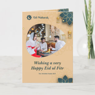Eid Mubarak Family Photo Eid Hälsning Helgdag Card Helgkort