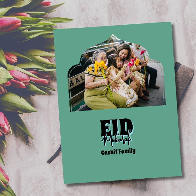 Eid Mubarak Family Photo Helg Vykort (Skapare uppladdad)