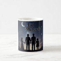 Eid Mubarak Family Silhouette svart