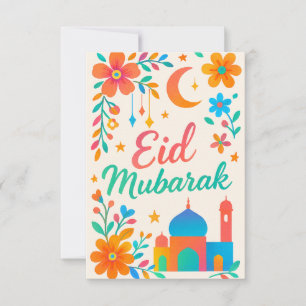 Eid Mubarak - Färgglatt för barn moské blommor Inbjudningar