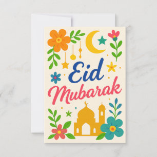 Eid Mubarak - Färgglatt för barn moské blommor Inbjudningar