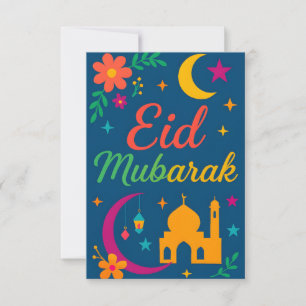 Eid Mubarak - Färgglatt för barn moské blommor Inbjudningar