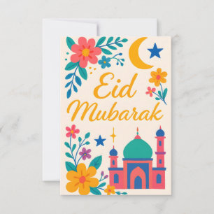 Eid Mubarak - Färgglatt för barn Moske Blommor Inbjudningar