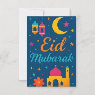 Eid Mubarak - Färgglatt för barn moské blommor Inbjudningar