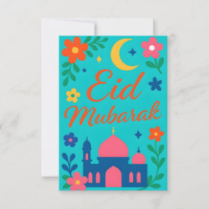 Eid Mubarak - Färgglatt för barn moské blommor Inbjudningar