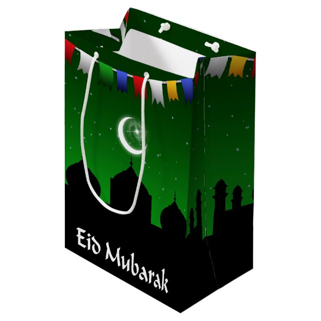 Eid Mubarak färgrik girland (Framsidan Vinklad)