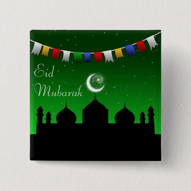 Eid Mubarak färgrik girland Knapp (Framsida)