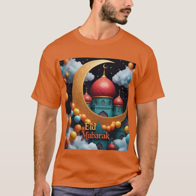 Eid Mubarak Firande med Balloons Manar Tshirt T Shirt (Framsida)