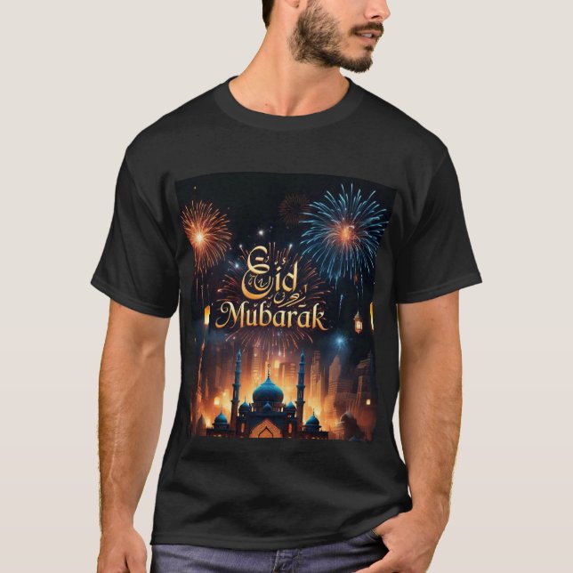 Eid Mubarak Fireworks Firande Manar Tshirt T Shirt (Framsida)