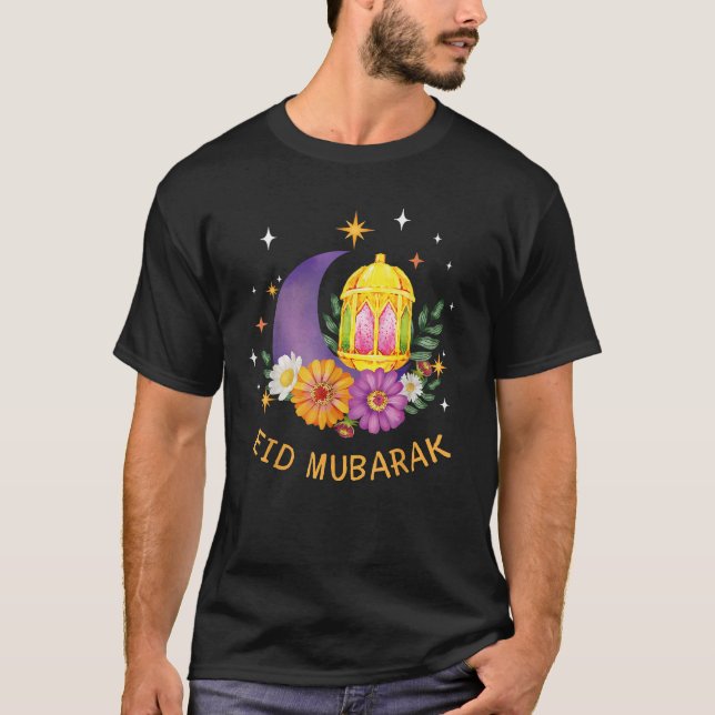 Eid Mubarak Floral Islamic Ramadan for Muslim Wome T Shirt (Framsida)