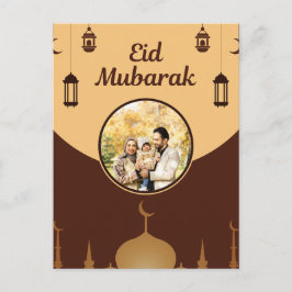 Eid Mubarak Fotolampa Moské Silhuett Konst Vykort
