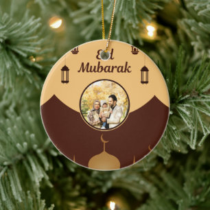 Eid Mubarak Fotoram Moské Siluett Konst Julgransprydnad Keramik