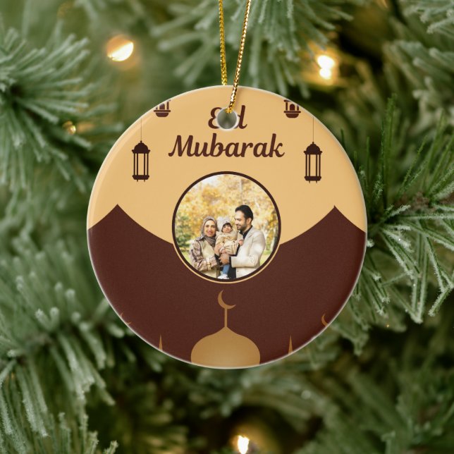 Eid Mubarak Fotoram Moské Siluett Konst Julgransprydnad Keramik (Träd)