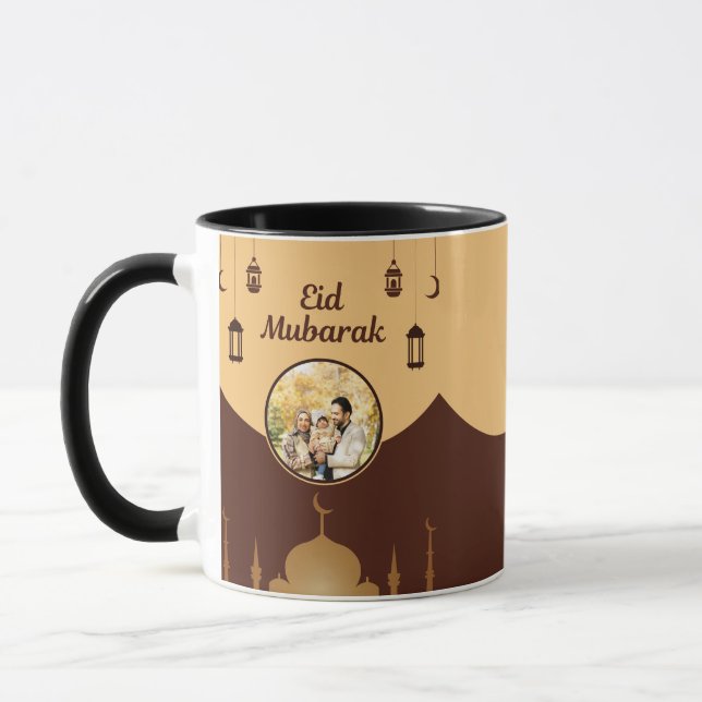 Eid Mubarak Fotoram Moské Siluett Konst Mugg (Vänster)