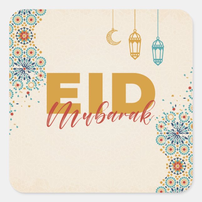 Eid mubarak fyrkantigt klistermärke (Framsida)