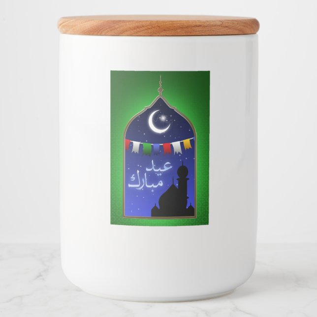 Eid Mubarak Garland Måne Mat Etikett (Framsida)
