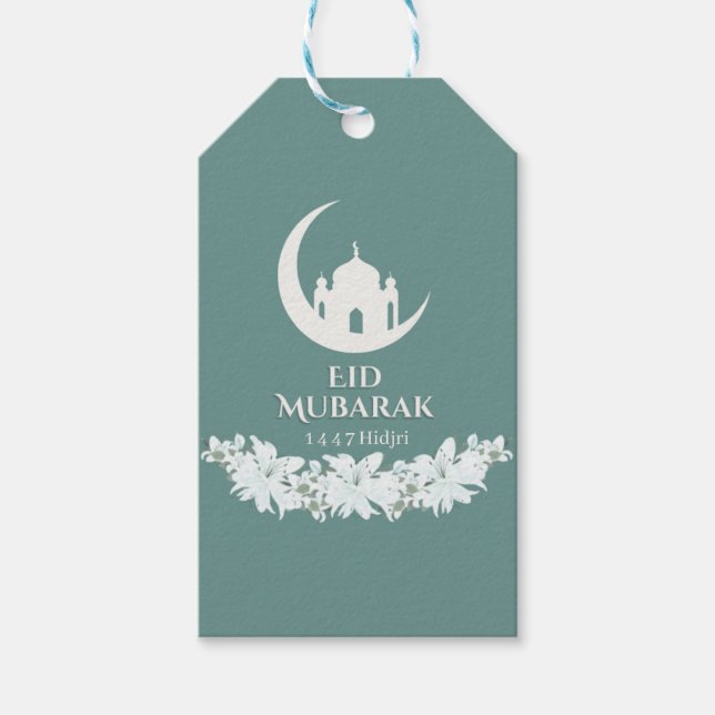 Eid Mubarak Gift Märkre 1447H Islamic Crescent Mån Presentetikett (Framsidan)