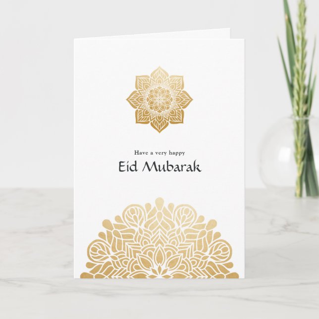 Eid Mubarak Gold Mandala Family Photo Greeting Helgkort (Framsida)