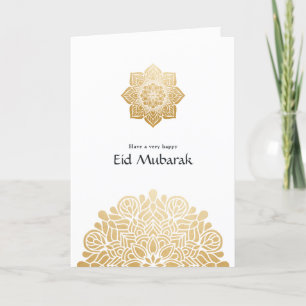 Eid Mubarak Gold Mandala Family Photo Greeting Helgkort