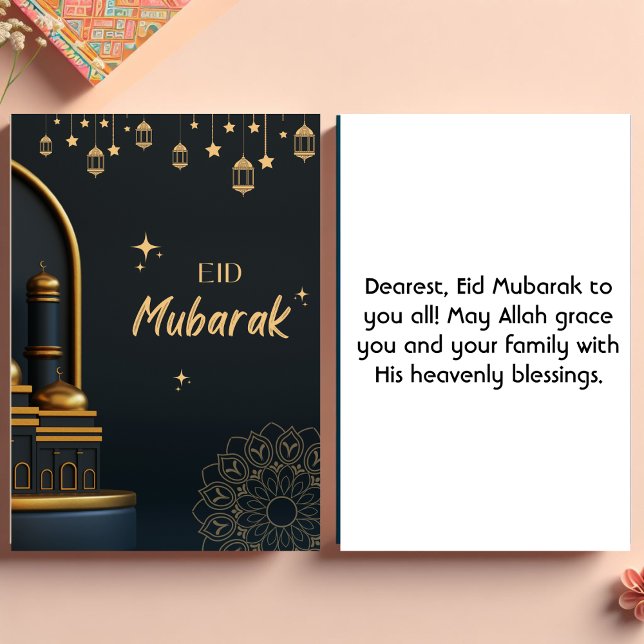 Eid Mubarak Golden Black Card Tack Kort (Skapare uppladdad)