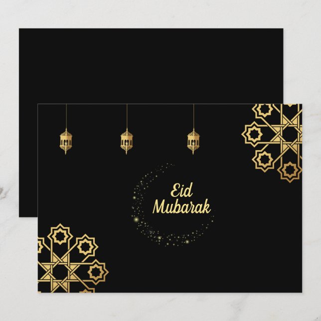 Eid Mubarak Golden Customique Inbjudningar (Fram/baksida)