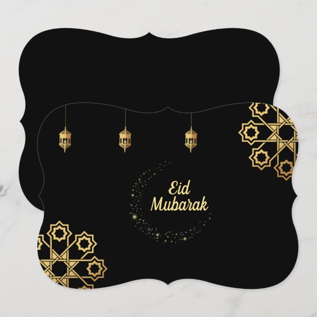 Eid Mubarak Golden Customique Inbjudningar (Fram/baksida)