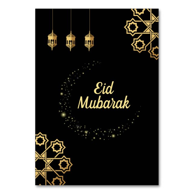 Eid Mubarak Golden Customize Bordsnummer (Framsidan)