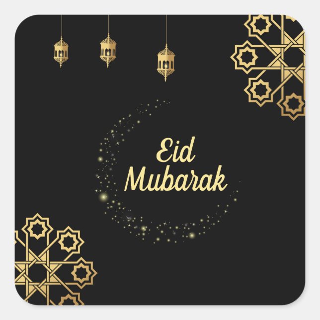 Eid Mubarak Golden Customize Fyrkantigt Klistermärke (Framsida)