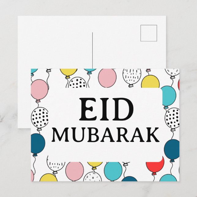 Eid Mubarak gratulationskort för eid al fitr Vykort (Fram/baksida)