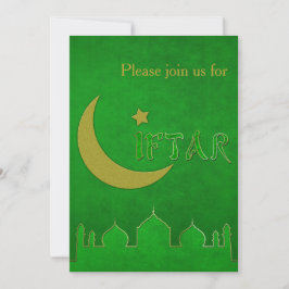 Eid Mubarak Grön Guld Moské - Iftar-inbjudan Inbjudningar