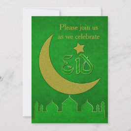 Eid Mubarak Grön Guld Moské - Inbjudningskort